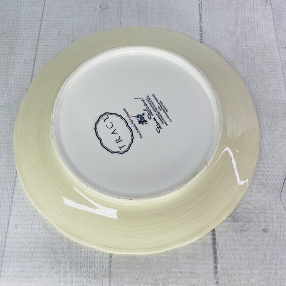 Tracy OCTAVIA HILL Solid Cream Twisted Rope Edge Ceramic 8" Salad Plates Set 4 - Picture 5 of 16